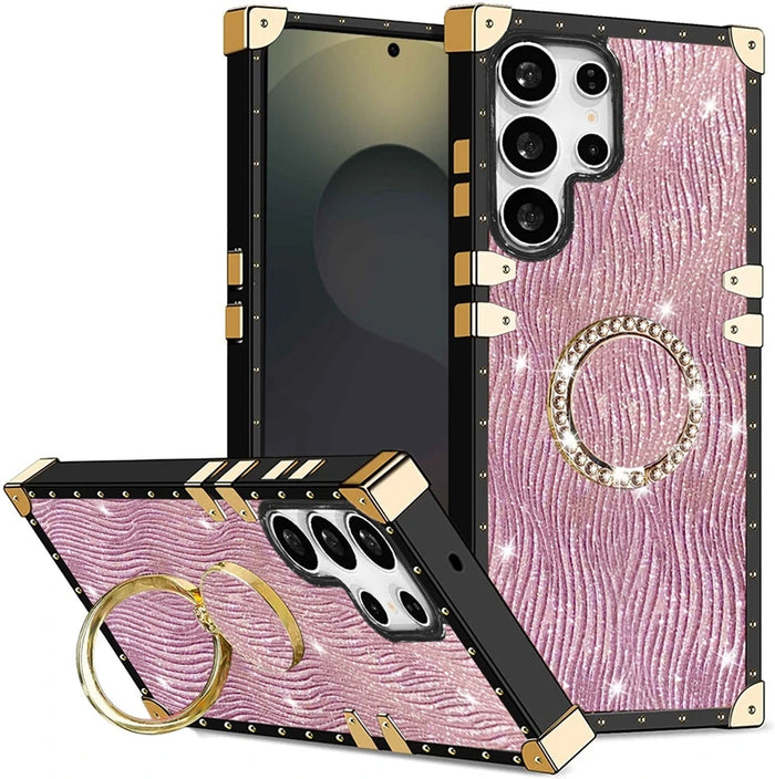 Sparkling Wave Design Ring Holder Case For Samsung Galaxy S23 S24 Plus S25 Ultra A16 A26 A36 A56 by Merch Section