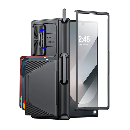 Push Window Card Holder Case With Pen Slot For Samsung Galaxy Z Fold 6 by Merch Section
