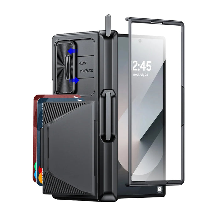 Push Window Card Holder Case With Pen Slot For Samsung Galaxy Z Fold 6 by Merch Section