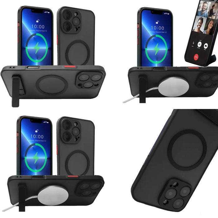 Magnetic Matte Shockproof Cover with Kickstand for iPhone 17 Air 16 Pro Max 15 14 13 12 Plus 11 Case by Merch Section
