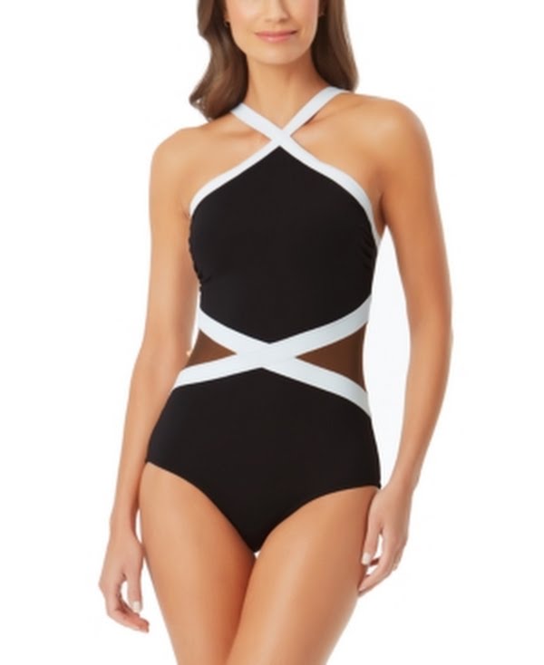 Anne Cole Signature Womens Hot Mesh High-Neck One-Piece Style-21MO02875 by Vanessa Jane