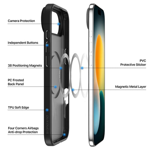 Magnetic Semi-Transparent Shockproof Phone Case for iPhone 17 Pro Max by Merch Section