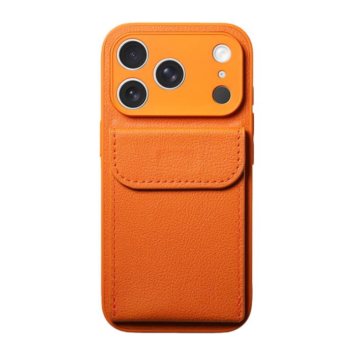 Anti-Drop TPU PC Orange Wallet Case with Card Holder for iPhone 17 Pro Max by Merch Section