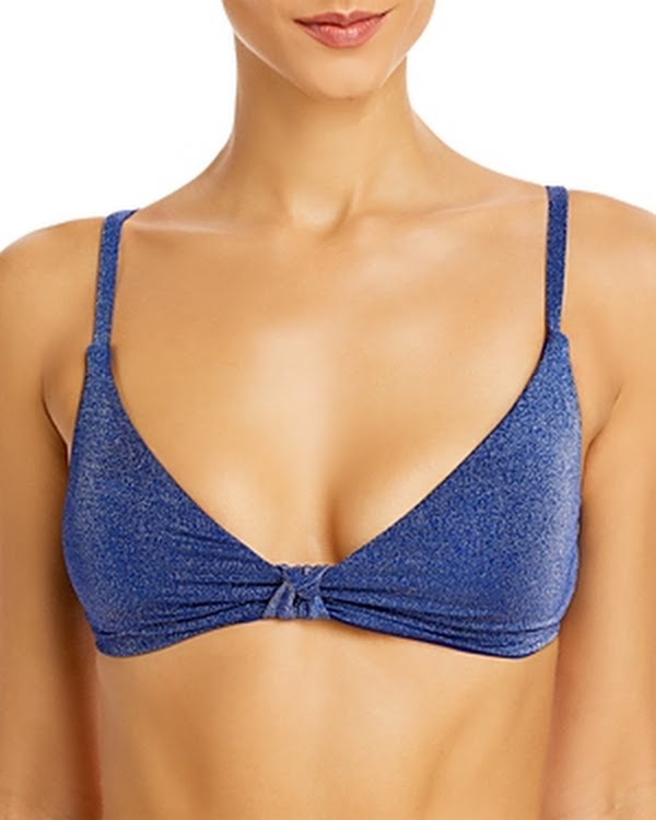 Aqua Shimmer Twist Front Bikini Top, Size XL by Vanessa Jane