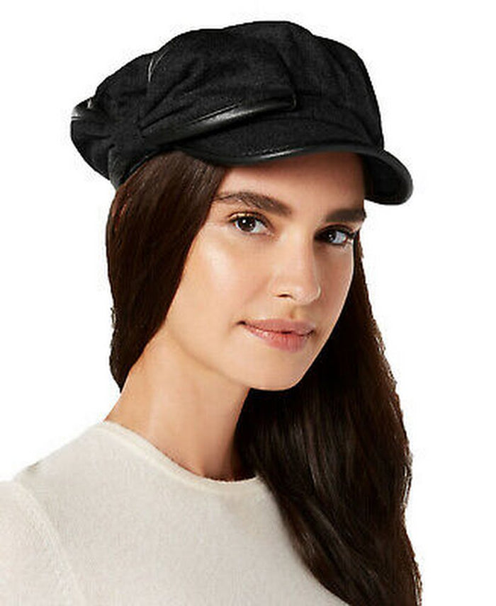 I.n.c. Flannel & Faux-Leather Newsboy Cap by Vanessa Jane
