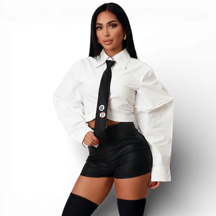 Power Poplin Sleeve Shirt And Tie by The House of Stylez