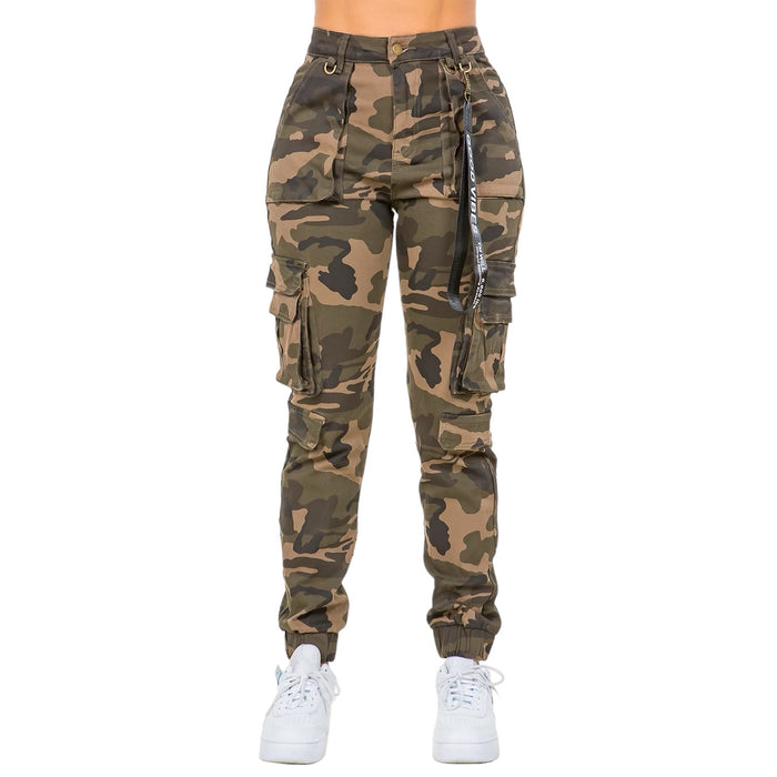 High Waist Camo Joggers with Utility Pockets by The House of Stylez