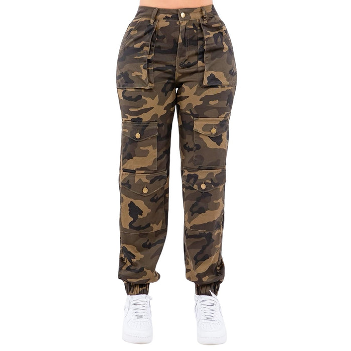 High Waist Camo Multi Pockets Joggers by The House of Stylez
