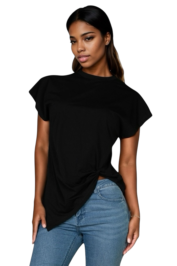 Batwing Sleeve Twist Front Tee {BT3952} by The House of Stylez