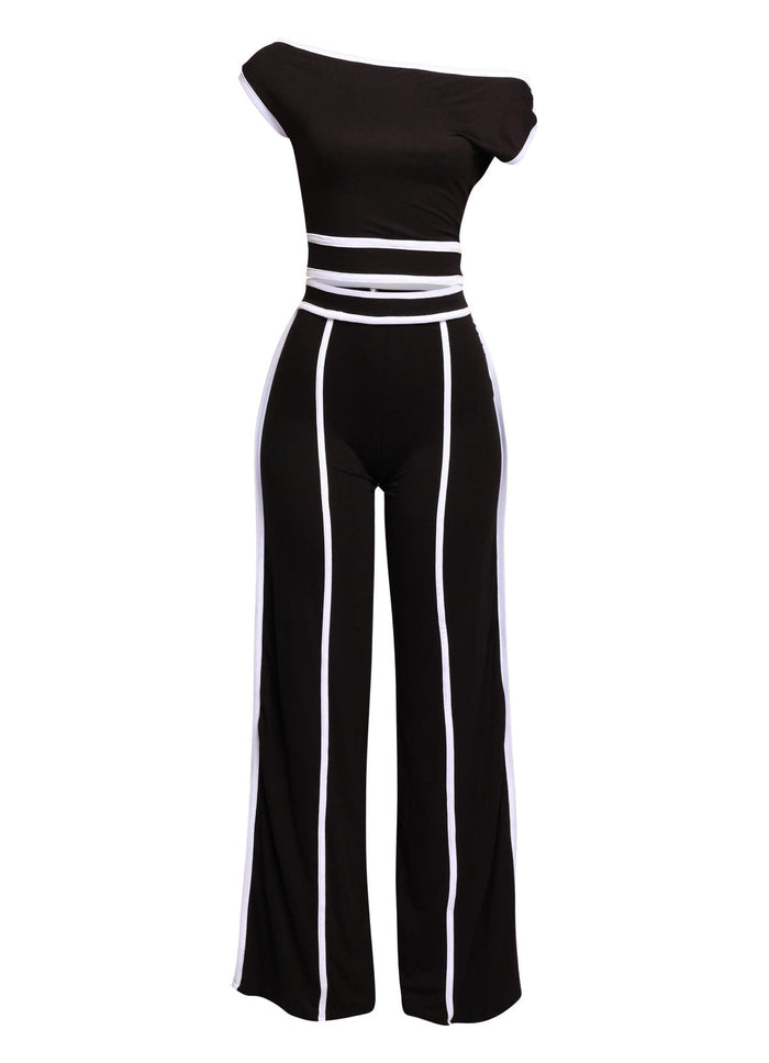 Off Shoulder Short Sleeve Top with Wide Leg Pants by The House of Stylez