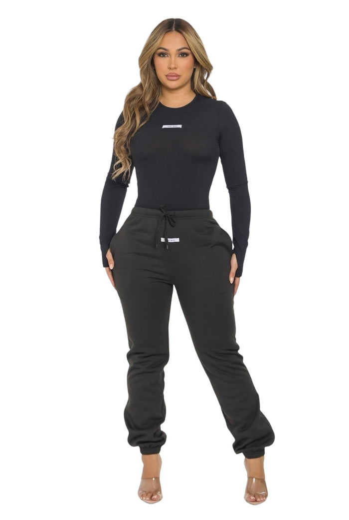 Ribbed HAND MADE Bodysuit and Jogger Pants Set by The House of Stylez