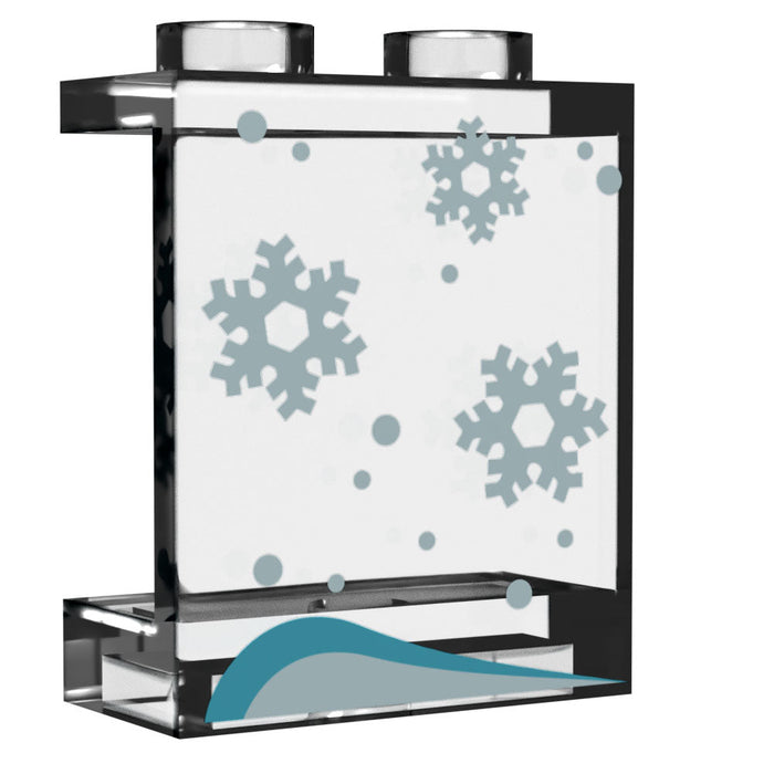 Window with Snow, Snowflakes - Custom Printed LEGO 1x2x2 Panel, B3 Customs by B3 Customs