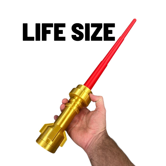 Life-Size Emperor-Style Brick Blade — Gold Finish with Retractable Red Blade by B3 Customs