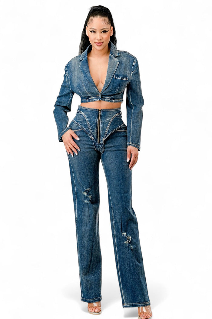 Cool Chick Denim Pant Set by The House of Stylez