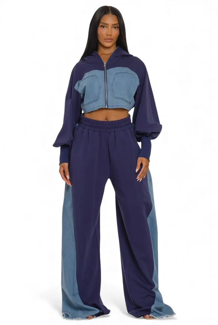 Two-Tone Denim Panel Utility Set by The House of Stylez