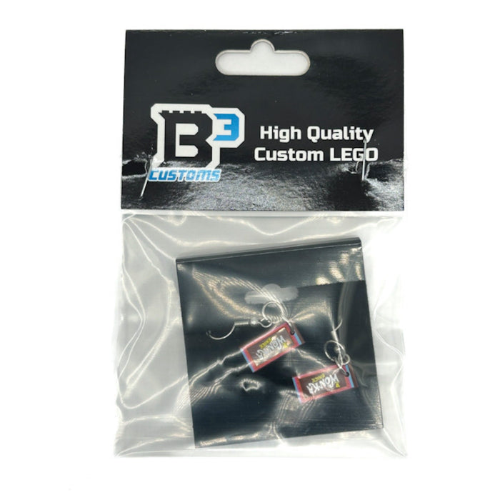 Wonka Bar Earrings made from LEGO parts - B3 Customs by B3 Customs
