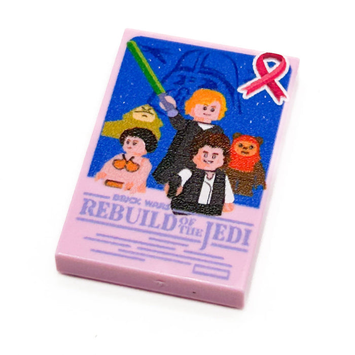 Limited Production! Pink (Break Cancer Awareness) Brick Wars: Rebuild of the Jedi Movie Tile Cover (2x3 Tile) - B3 Customs by B3 Customs