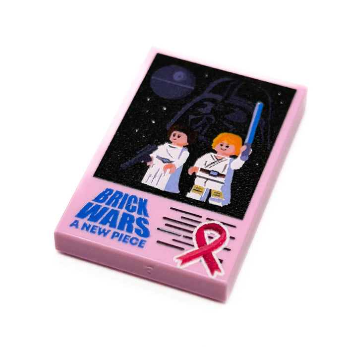 Limited Production! Pink (Break Cancer Awareness) Brick Wars: A New Piece Movie Tile Cover (2x3 Tile) - B3 Customs by B3 Customs