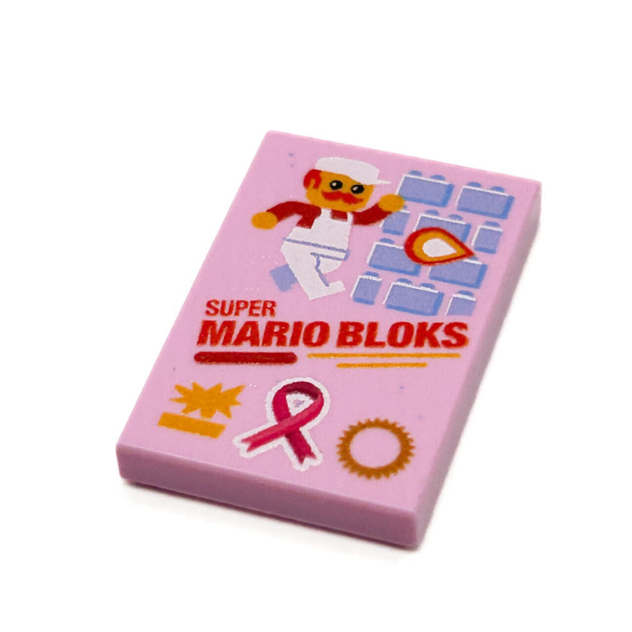 Limited Production! Pink (Break Cancer Awareness) Custom Super Mario Bloks Video Game Cover (2x3 Tile) by B3 Customs