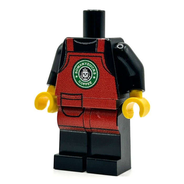SoManyBucks Coffee Christmas Apron Barista Employee Minifig Body - B3 Customs by B3 Customs