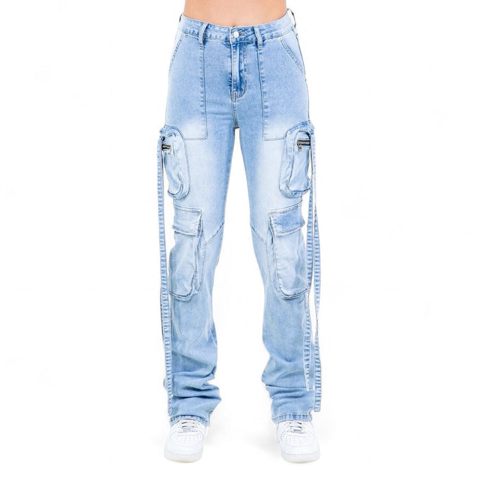 Plus Size Acid Wash Multi Pocket Jeans-RJH9894P by The House of Stylez
