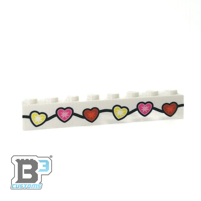 Valentine's Day Lights Custom Printed on 1x8 Brick - B3 Customs by B3 Customs