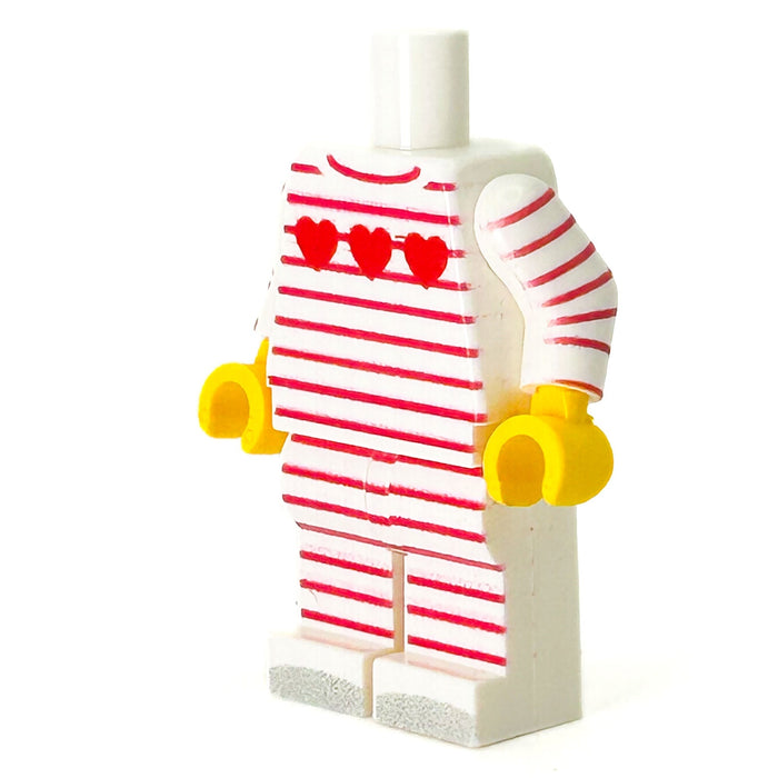 Valentine's Day 3 Hearts PJs Minifig Body - B3 Customs by B3 Customs