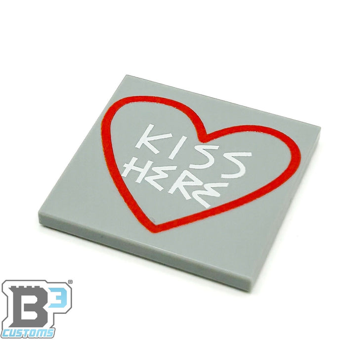 Kiss Here Road / Sidewalk Art (4x4 Tile) - B3 Customs by B3 Customs