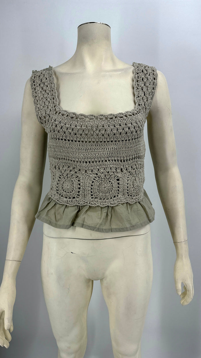 Rebellion Again Womens Crochet Knit Top, Size Medium by Vanessa Jane