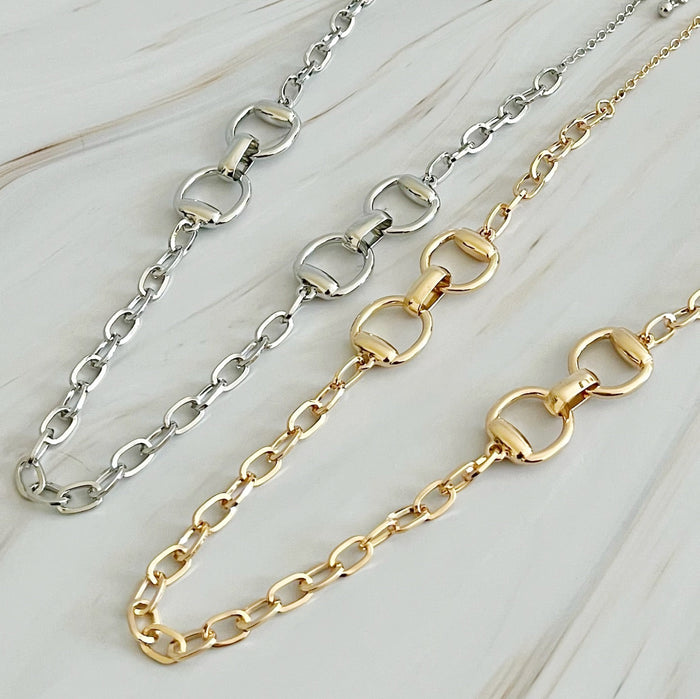 Double Equestrian Chain Necklace
