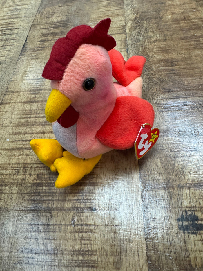 Rare Ty Beanie Baby Strut the Rooster 1996 – P.V.C. Pellets With Tag 14 Errors by Vanessa Jane