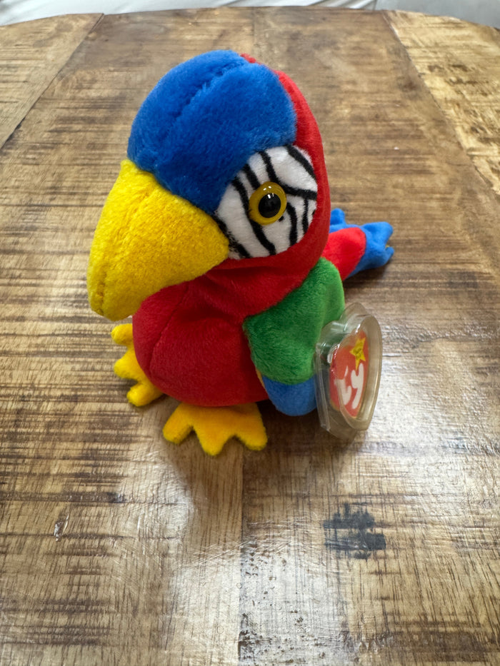 TY Beanie Baby Jabber the Parrot Bird Retired Rare Date Errors Mint 1997 w/Case by Vanessa Jane