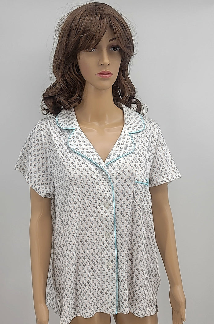 Miss Elaine Printed Notch-Collar Top XL by Vanessa Jane