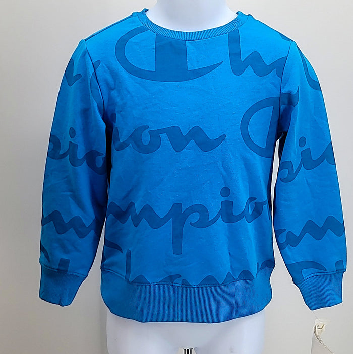 Champion Graphic Logo Kids Crew Neck Sweatshirt, Size 6/Blue by Vanessa Jane