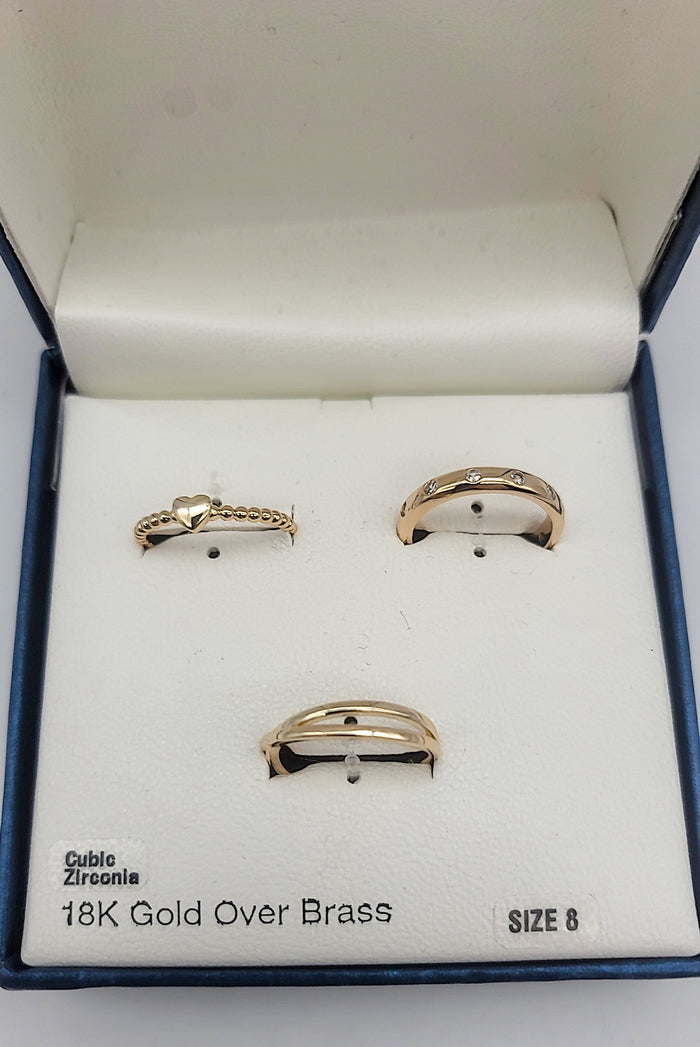 And Now This High Polished Triple Stack Ring Set, Size 8 by Vanessa Jane