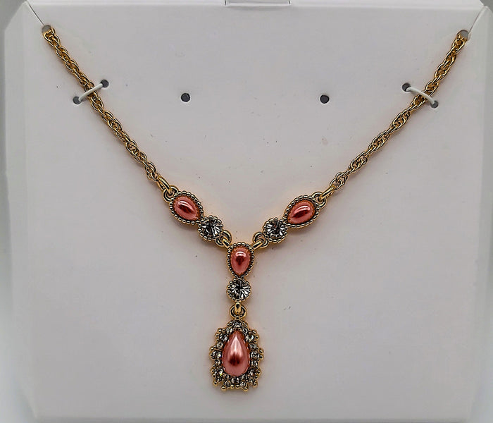 Charter Club Gold-Tone Crystal, Stone Teardrop Pendant Necklace by Vanessa Jane