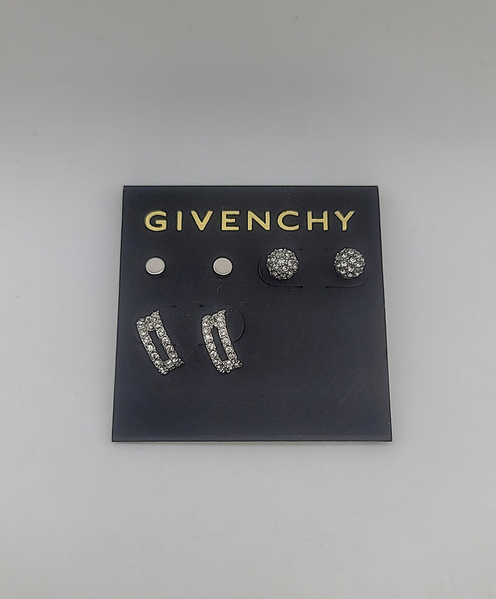 Givenchy 3-PC. Set Crystal & Hoop Earrings – Rhodium by Vanessa Jane