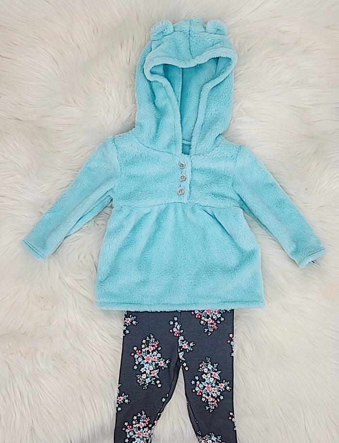 Carter's Baby Girls 2-Pc. Faux-Velboa Hoodie & Print Leggings by Vanessa Jane