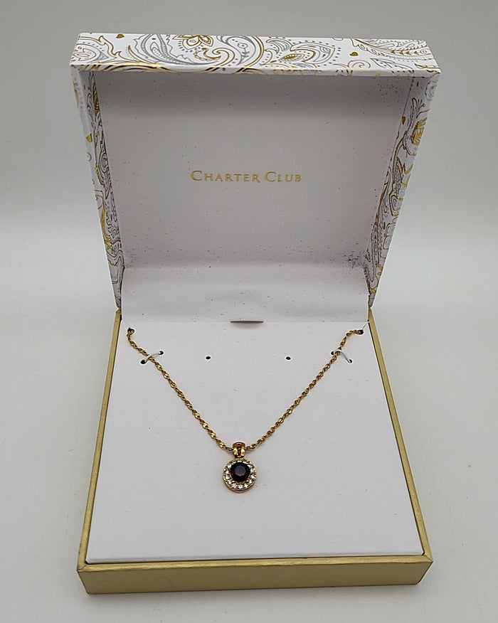 Charter Club Gold-Tone Crystal Halo Pendant Necklace by Vanessa Jane