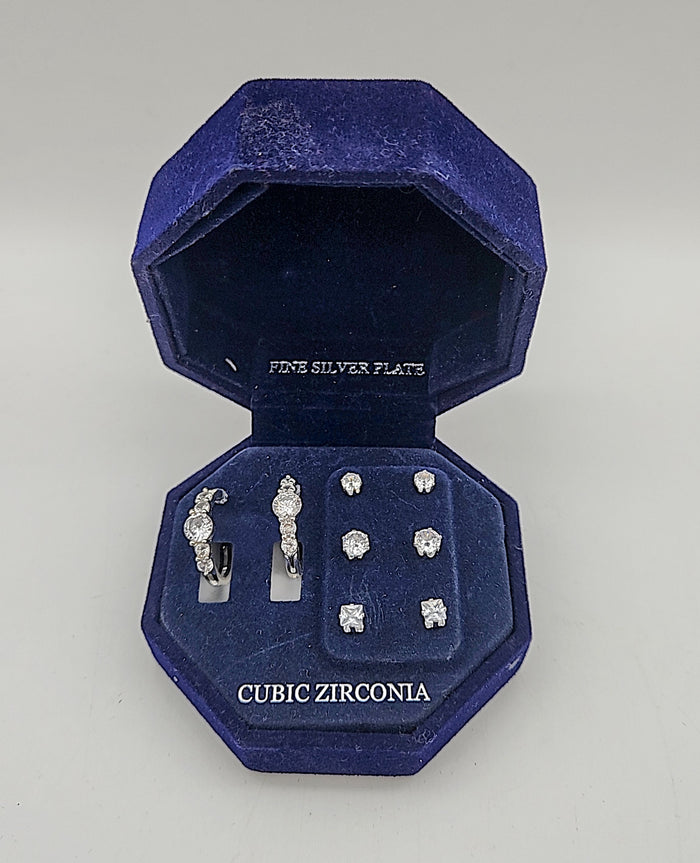 Rh Macy Cubic Zirconia Statement Hoops and Stud Earrings Set by Vanessa Jane