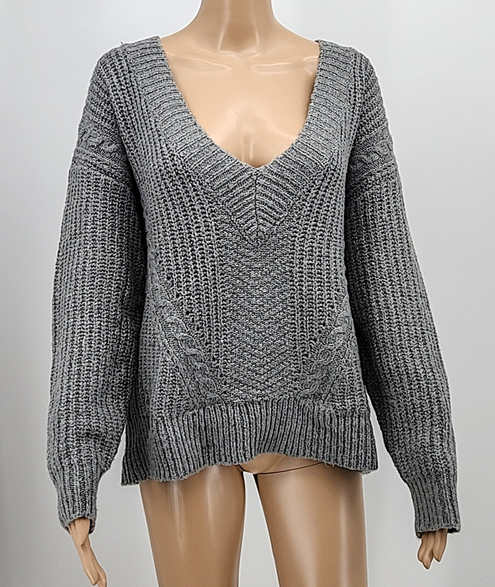 Ugg Womens Alva Deep V-Neck Sweater Cotton Blend in Grey, Size Small by Vanessa Jane