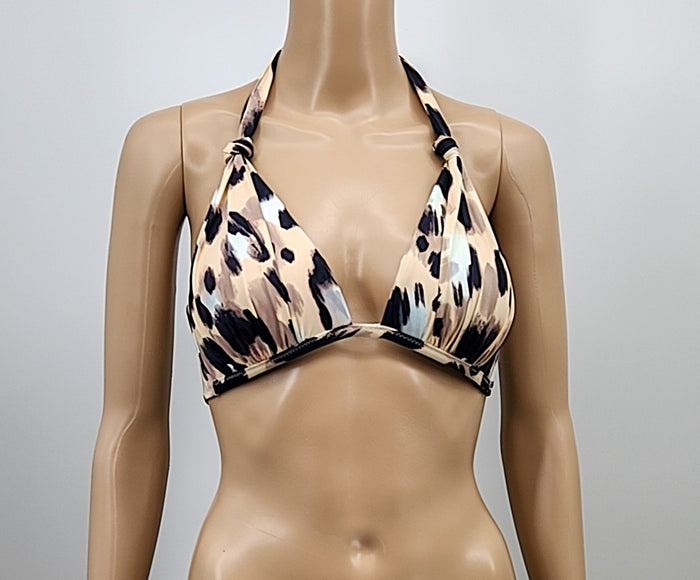 Bar III Leopard Printed Halter Bikini Top, Size Small by Vanessa Jane