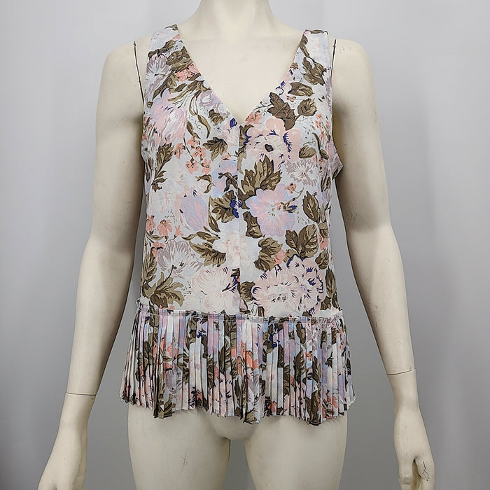 Rebecca Taylor Womens Ruched Floral V-Neck Blouse, Size 8 by Vanessa Jane
