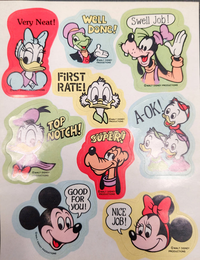 Vintage Hallmark Disney Characters Sticker Sheet So Cute Positive Reinforcement by Vanessa Jane
