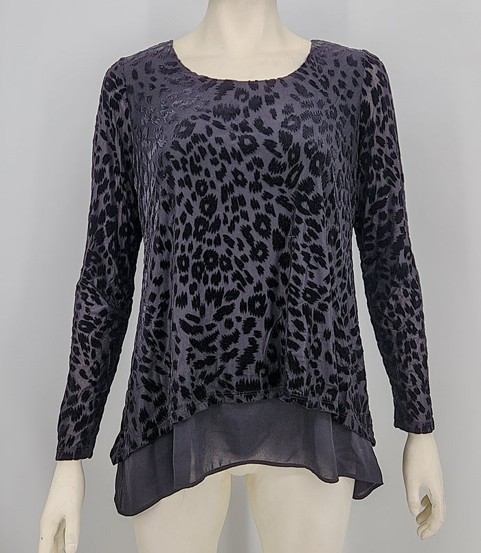 Karen Kane Ruffled Velvet Burnout Trapeze Top, Size Small by Vanessa Jane