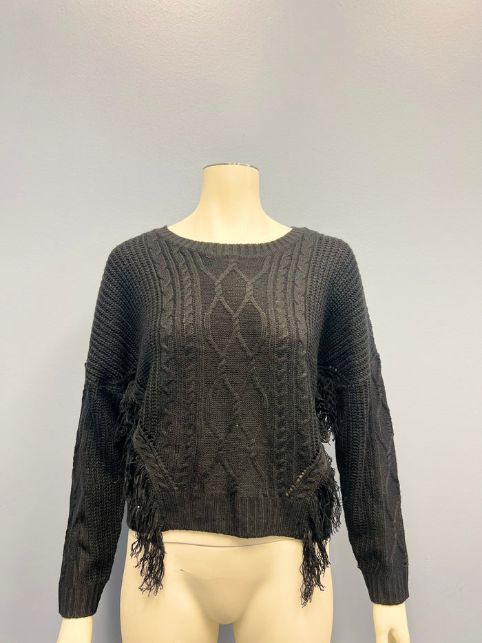 No Comment Pull Over Sweater, Black, Size Large by Vanessa Jane