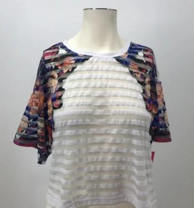 Xhilaration Juniors White Lace Floral Sheer Crop Top Shirt by Vanessa Jane