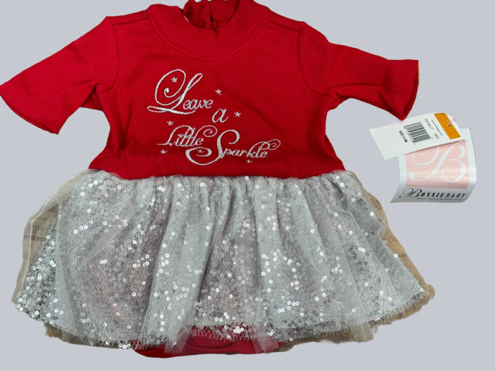 Bonnie Jean Little Girls Christmas Holiday Red Silver Sparkle Tutu Dress, 3 MO by Vanessa Jane