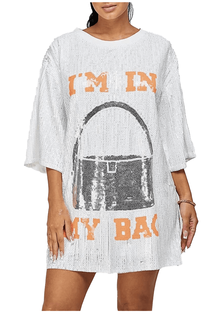 Im In My Bag Oversized Sequin T-shirt Dress by The House of Stylez