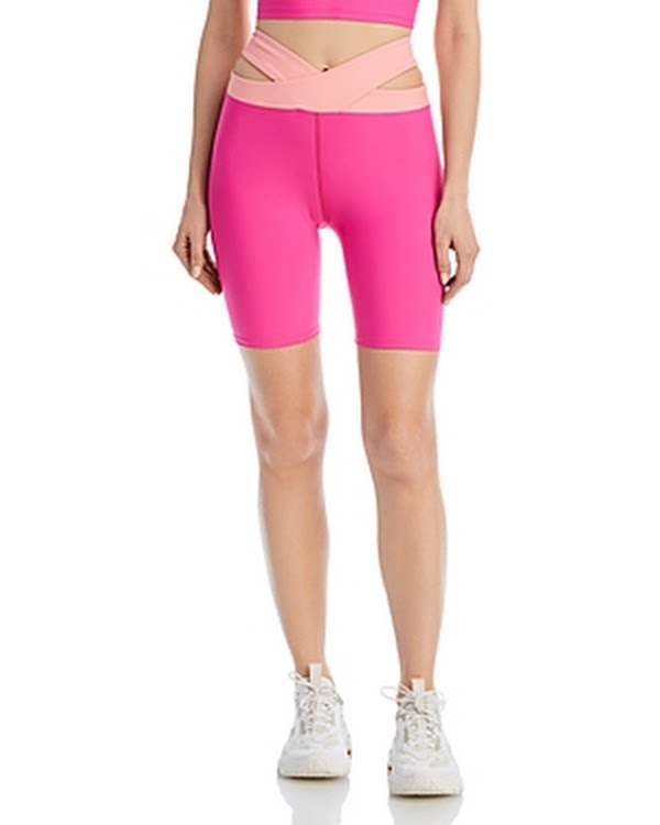 Aqua Cutout High Rise Bike Shorts, Size Medium by Vanessa Jane